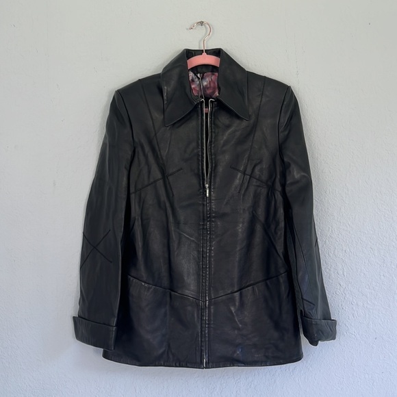 Pellino Genuine Italian Black Leather Jacket Sz M - Picture 2 of 11